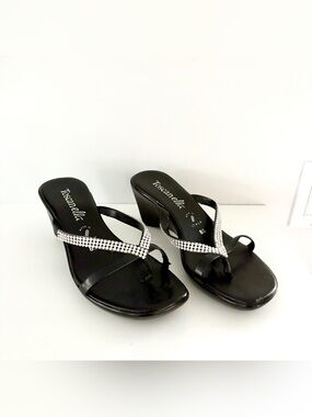 Toscanella Bedazzled Sleek Wedge Sandals Heels